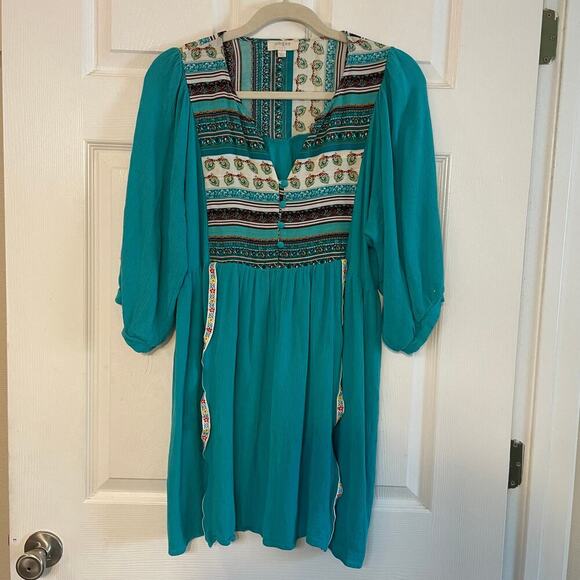 Umgee turquoise boho dress size Large. - Picture 1 of 13